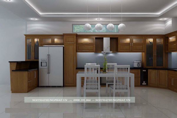Tủ bếp gỗ sồi Mỹ S5