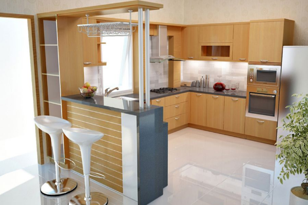 Ảnh của Tủ bếp Laminate có quầy bar