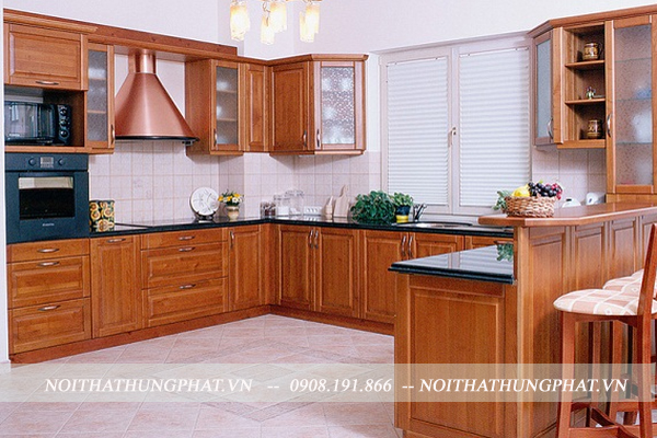 Ảnh của tủ bếp gỗ xoan đào x4